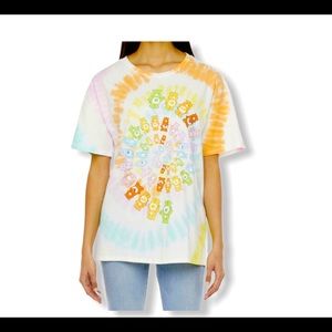 Care Bear L Graphic Top Tie Dye 80's Retro Color